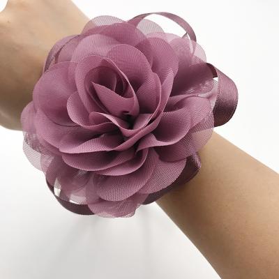 China Wholesale 10cm Decorative Purple Wedding Bride Wirst Flower Wedding Flowers Chiffon and Braid Christmas Chiffon, Ribbon for sale