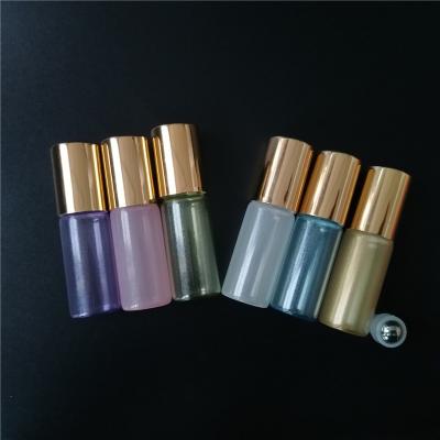 China New Product Blue Color 3ml 5ml 10ml Glass Perfume Essential Oil Roll On Bottles With Steel Trackball for sale