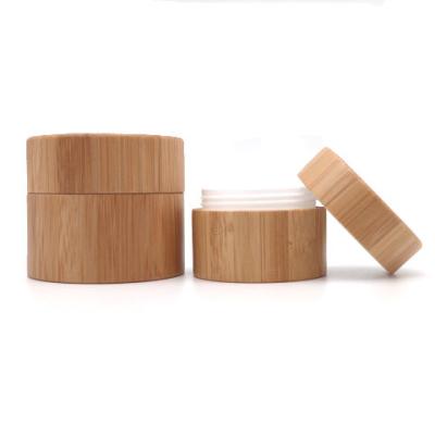 China Sale 15g 20g 30g 50g 100g Screw Lid Cosmetic Skin Care Cream Bamboo Wooden Cream Jar With PP Inners for sale