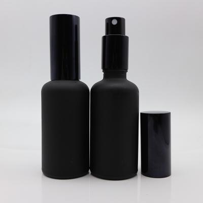 China Luxury Matte Black Personal Care Serum 5 10 15 20 30 50 100ml Cosmetic Spray Bottle With Pump Sprayer for sale