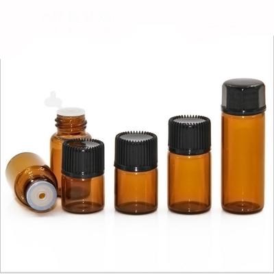 China Personal Care Essential Oil Clear Amber Glass Mini Perfume Sample 1ml 2ml 3ml 4ml 5ml Small 1/4 Dram Glass Vial With Orifice Reducer for sale