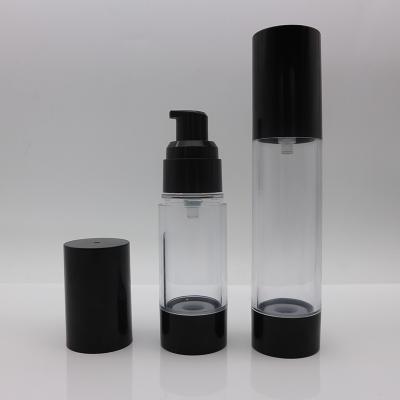 China New 15ml 30ml 50ml 100ml Black And White Transparent Airless Perfume Pump Sprayer Plastic Bottle With Pump Cap for sale