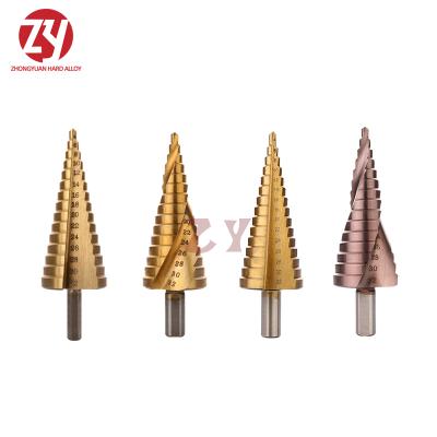 China Steel HSS4241 / M42 HSS6542 / M2 M35 Spirial Straight Groove Step Drill Bit Set for sale