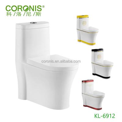 China Double-flush Coronis Bathroom WC One Piece Toilets Colored Ceramic Toilet Bowl for sale