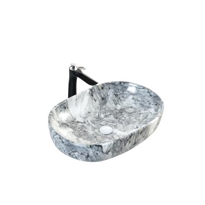 China Modern Gray Art Blue Glass Marble Basin, Bathroom Sink Wash Basin for sale