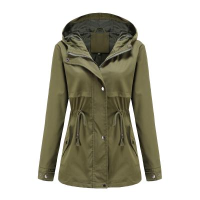 China 2021 Women's Ditch Coat Women's Ditch Coat Women's Fashion Autumn Winter Fall Color Long Mid Hooded Sollid Waterproof Ditch Coat for sale