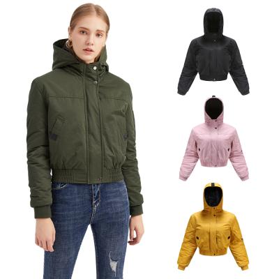 China Women's Girls Ladies Casual Winter Drop Jackets Women Workout Jackets And Coats Short Style Hooded Women's Bomber Jackets Breathable for sale