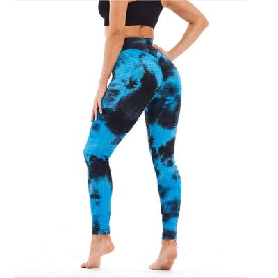 China Low MOQ Breathable Dyed Tie-Dye Design Waist Waist Breathable Plus Size Four Way Stretch Yoga Pants Fitness Leggings for sale