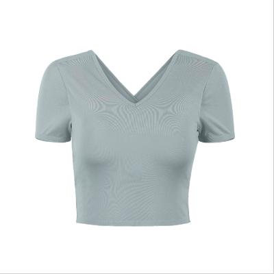 China Breathable Professional Solid Color Yoga T-shirt Manufacturer Custom Yoga Shirts For Adults Women for sale