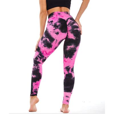 China New Arrival Cheap Yoga Pants Breathable Long Tie-Dyed Jacquard Yoga Pants For Running Fitness Equipment for sale