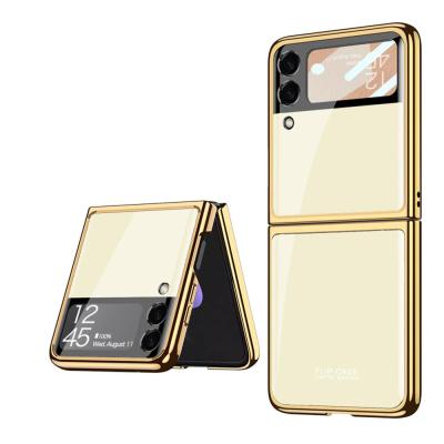 China GKK 9H Shockproof Glass Painting Flip Case For Samsung Galaxy Z Luxury Plated Flip Case 3 Cell Phone Case Fold Screen Case for sale