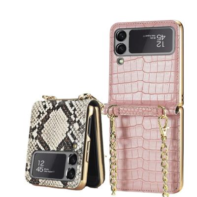 China Shockproof GKK Make Up Stylish Cell Phone Case For Samsung Galaxy z Flip 3 PU Leather Back Cover for sale