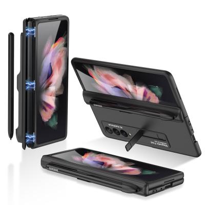 China GKK Folding Shockproof Case For Samsung Galaxy Z Fold 3 Ultrathin Magnetic Case Kickstand W22 Mobile Phone Case for sale