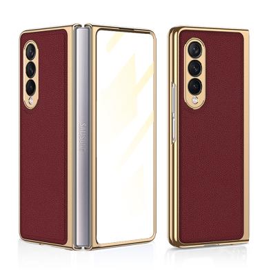 China Anti-drop 2021 Newest Design GKK Electroplating Leather Case For Samsung Galaxy Z Fold3 5G for sale