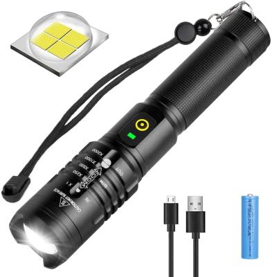 China 60000 Lumen Industrial Flashlight Xhp50.2 Most Powerful 18650 USB Flashlight Xhp50 Flashlight 18650 Lantern Lamp Side Hunting Light for sale