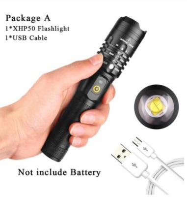 China Rechargeable Camping Tactical Flashlight, Led Flashlight With XHP50 Zoom Super Bright Powerful Led Torch Flashlight, 3