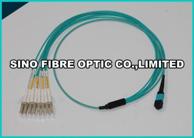 China Harness Aqua MPO To LC Cable , OM3 LSZH Fiber Optic Cable Multimode for sale