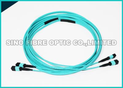 China 100 Gig 24 Array MPO - MPO Fiber Optic Cable OM3 Male Pinned For Gigabit Ethernet for sale