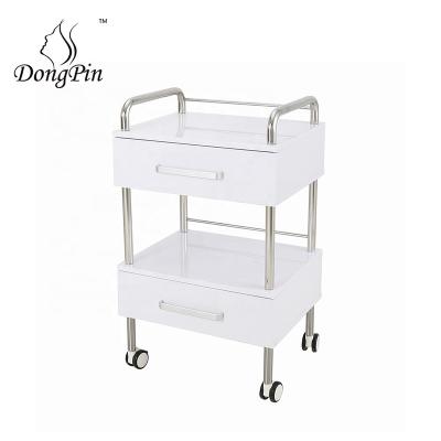 China Modern Slim Mobile 2 Tier Trolley Rolling Cart Utility Cart, Storage Organizer for Beauty Salon for sale