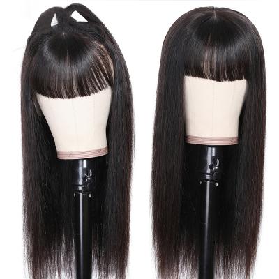 China Straight Body Wave Bone Wig Human Hair With Bangs,100% Human Hair Wigs For Black Women,Virgin Hair Wig Vendor Fringe Wig for sale