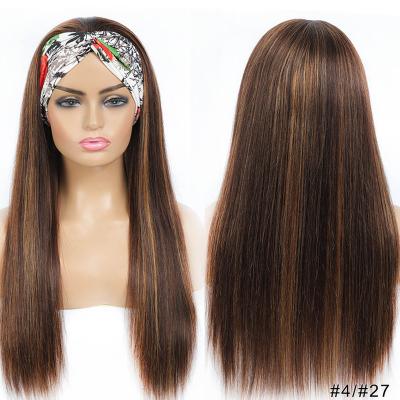 China Body Wave Bone Straight Hair Highlight Wig Headband Hair Blonde Straight Hair Wigs For Women No Glue No Sew In for sale