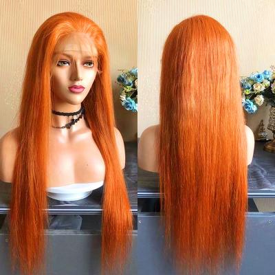 China Brazilian Human Hair Wigs Ginger Lace Front Human Hair 30 Inches Transparent Body Wave Wigs Pre Plucked Lace Wigs For Black Women for sale