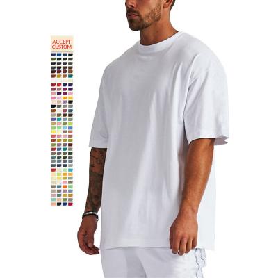 Chine T-shirt surdimensionné en coton 100% poids lourd pour homme T-shirt blanc faux cou poids lourd multicolore à vendre