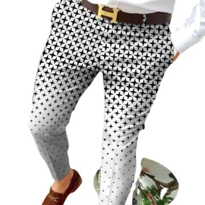 China Light Wash Digital Print Polyester Trousers Multi-style Slim-fit Plaid for Casual Men for sale