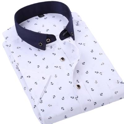 China Polyester Fiber Men's Summer Floral Print Short-Sleeved Shirt Casual and Youth Design for sale