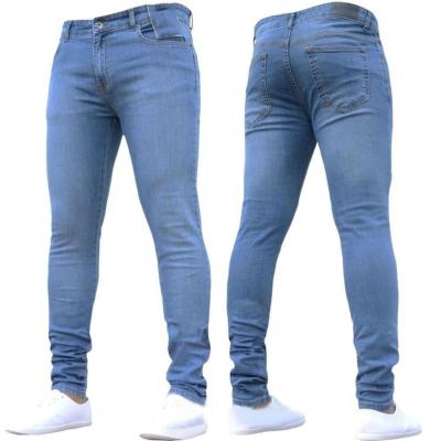 China Best WASHED Casual Jeans Zipper Fly Denim Jeans Hosen Hellblaue Bleistift Hosen Herren zu verkaufen