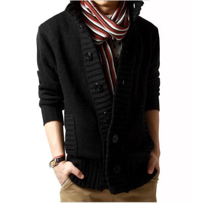 China Autumn Winter Men's Stand Collar Sweater with Thick Needle and Single Breasted Buckle for sale