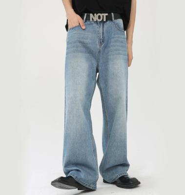 China woven Polyester/Cotton Men's Straight Blue Jeans with Digital printing for sale