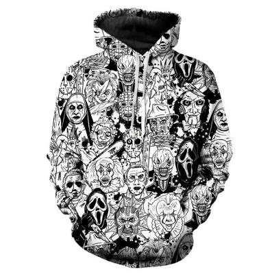 China Hoodie con capucha para hombres otoño/invierno 2023 con impresión 3D de Halloween en mezcla de poliéster/algodón en venta