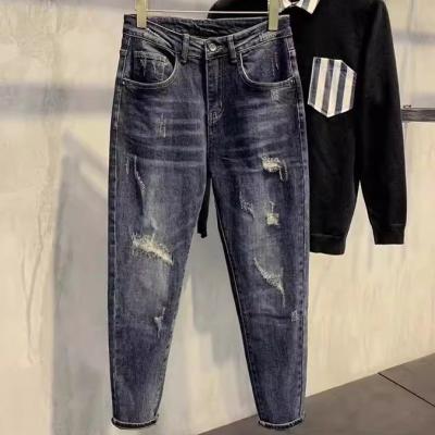 China Mid Waist XMAMLON Men's Hip Hop Streetwear Skinny Ripped Damage Jeans Pants Trousers for sale