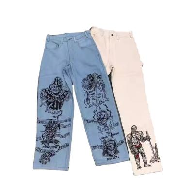 China Design RTS Custom Loose Denim Baggy Jeans for Men and Women Straight Fit Boyfriend Jeans for sale