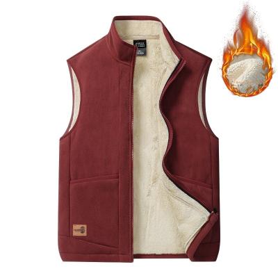 China Large Size Men's Casual All-Match Trend Coat Vest with Fleece Lining and Stand Collar for sale