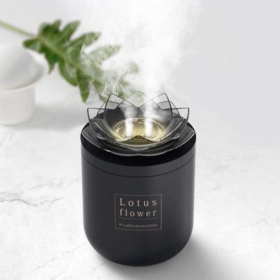 China Car Mini Lotus Humidifier LED Color Air Humidifier Electric Wooden Ultrasonic Essential Oil Diffuser for sale