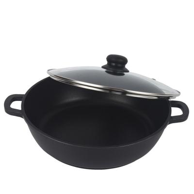 China Wholesale Cookware Kitchenware Aluminum Frying Pan Stock Pot Non Viable Stick Pressed Cookware With Glass Lid for sale