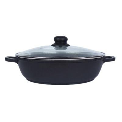 China Hot Selling Reinforced Bottom Die Sustainable Cast Aluminum Non-Stick Soup Pot With Glass Lid for sale