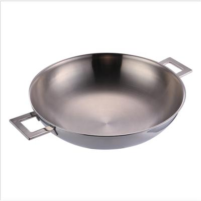 China Factory Supply Sustainable Steel304 Stainless Non Stick Stainless Steel Wok Pan for sale