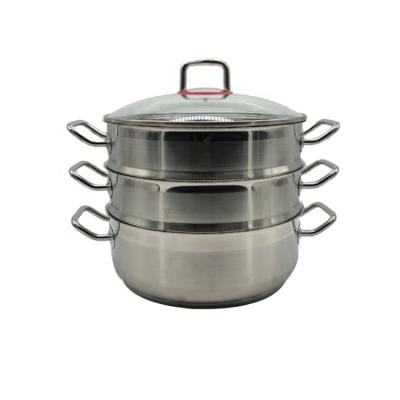 China Wholesale Durable 2 Layer Tempered Glass Lid 304 Stainless Steel Steamer Pot for sale