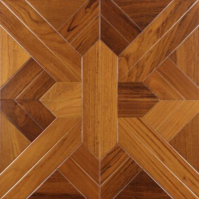 China Modern IN STOCK! Burmese AB Grade Teak Parquet Versailles Engineered Wood Flooring 15x450x450mm for sale