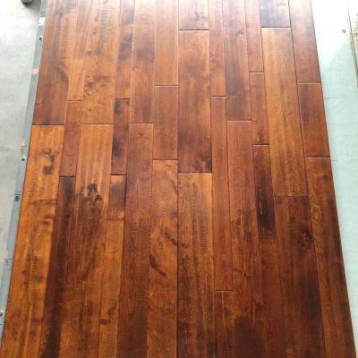 China 2021 New Arrival Handscrapetd Modern Rustic Stain Color Solid Oak Hardwood Flooring for sale