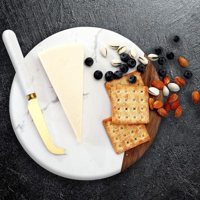 China Modern Marble Round Shape Chopper Cheese Board Marble and Wooden Cutting Board for sale