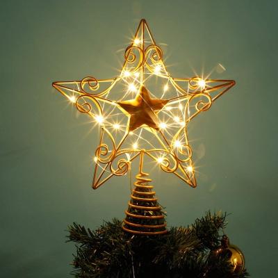 China Metal Christmas Tree Topper 25 LED Lighted Star Indoor Treetop, Christmas Tree Decorations for sale