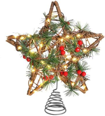 China Christamas Decoration Star Christmas Tree Topper, 3D Glitter Star Ornament 20 X 25 cm Metal Tree Topper For Home Party Kitchen Xmas Decoration for sale