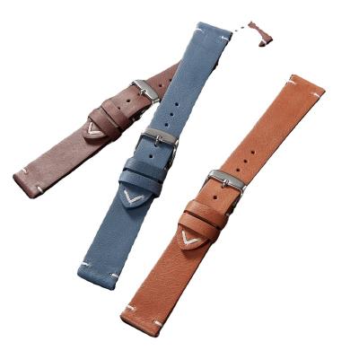 China Wholesale Fashionable Factory Factory Watch Strap Navy Blue High Quality Metallic Leather Sporty Smooth Watch Band for sale