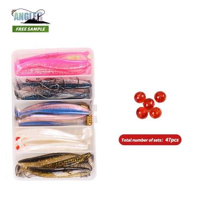 China Angler 47pcs/1 75mm Or 95mm Worm Bait Set Seawater Lure Soft Bait Kit Free Combination for sale