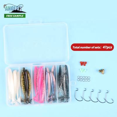 China 47pcs/1 Angler Set Weights 7cm 2.2g t Weights 7cm 2.2g Brass Tail Sinker Soft Lure OEM Fishing Kit Free Combination for sale