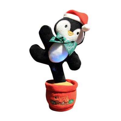 China Custom Cute Stuffed Flowerpot Eco-friendly Twisting Dancing Penguin Doll Singing Music Dancing Penguin Plush Toy Talking Toy for sale